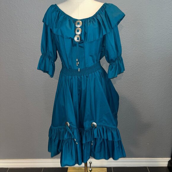VINTAGE MALCO MODES SOUTHWESTERN WESTERN 2 piece Blouse & Skirt  Made in SF - L - Picture 1 of 16